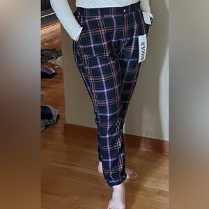 *NEW* Plaid Jogger Pants - Navy and Orange